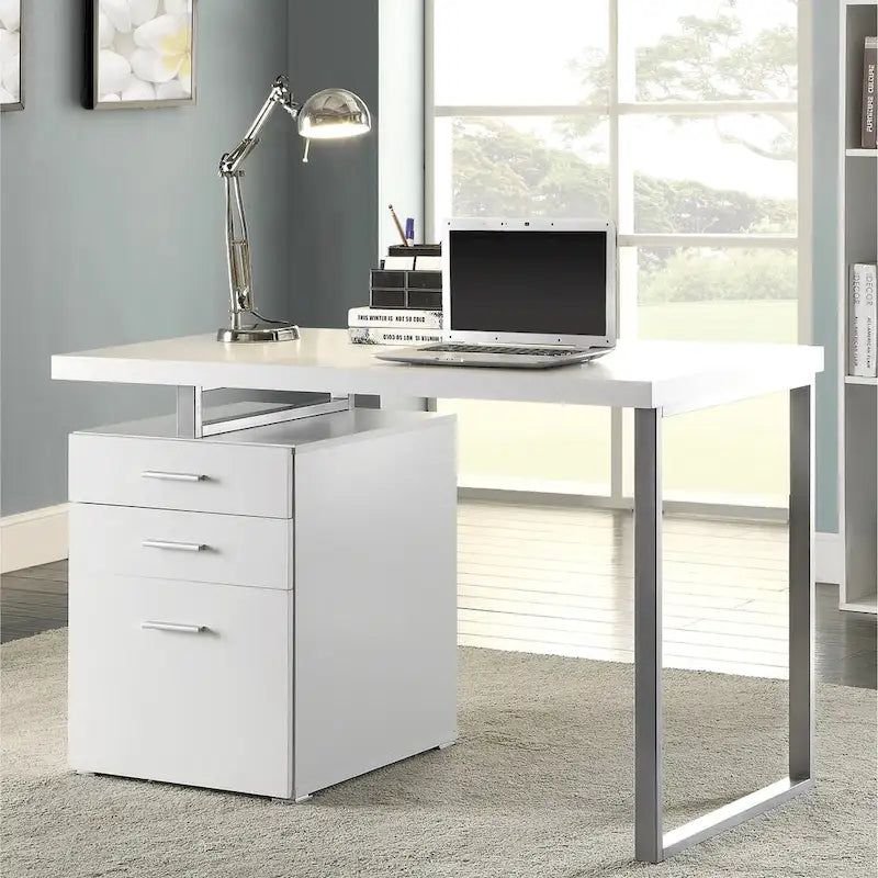 Modern Design Home Office Computer Writing Desk with Drawers and File Cabinet
