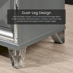 Table de chevet Glam 2 tiroirs avec port de chargement USB | Pieds en acrylique | Noyer ou Gris