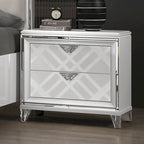 Table de chevet Glam 2 tiroirs avec port de chargement USB | Pieds en acrylique | Noyer ou Gris