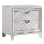 Table de chevet Glam 2 tiroirs avec port de chargement USB | Pieds en acrylique | Noyer ou Gris