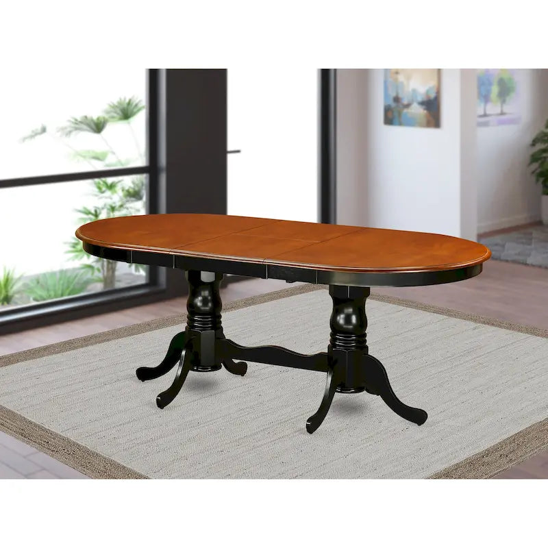 Oval Dining Table with Butterfly Leaf & Double Pedestal | Rubberwood | Multiple Finishes