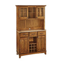 Buffet en bois marron avec vaisselier - 44 x 17 x 72