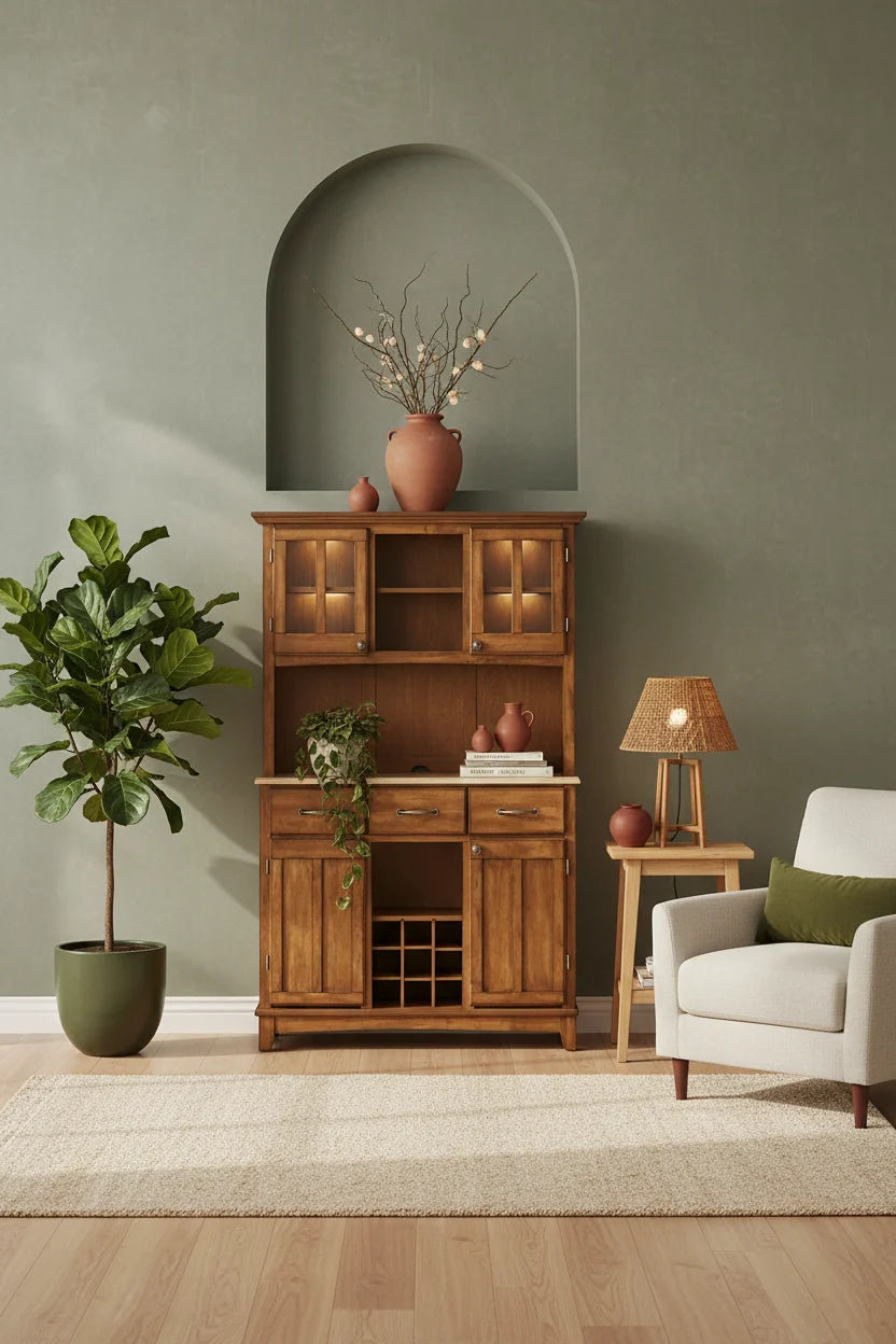 Homestyles Buffet Of Buffets Brown Wood Buffet with Hutch - 44 x 17 x 72