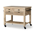 Îlot de cuisine roulant avec 4 tiroirs et porte-serviettes | Bois de manguier massif | 117 cm (46" l)