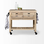 Îlot de cuisine roulant avec 4 tiroirs et porte-serviettes | Bois de manguier massif | 117 cm (46" l)