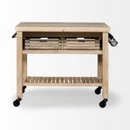 Îlot de cuisine roulant avec 4 tiroirs et porte-serviettes | Bois de manguier massif | 117 cm (46" l)