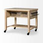 Îlot de cuisine roulant avec 4 tiroirs et porte-serviettes | Bois de manguier massif | 117 cm (46" l)