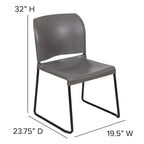 Chaise empilable ergonomique à dossier plein avec piétement luge thermolaqué, capacité de 399 kg