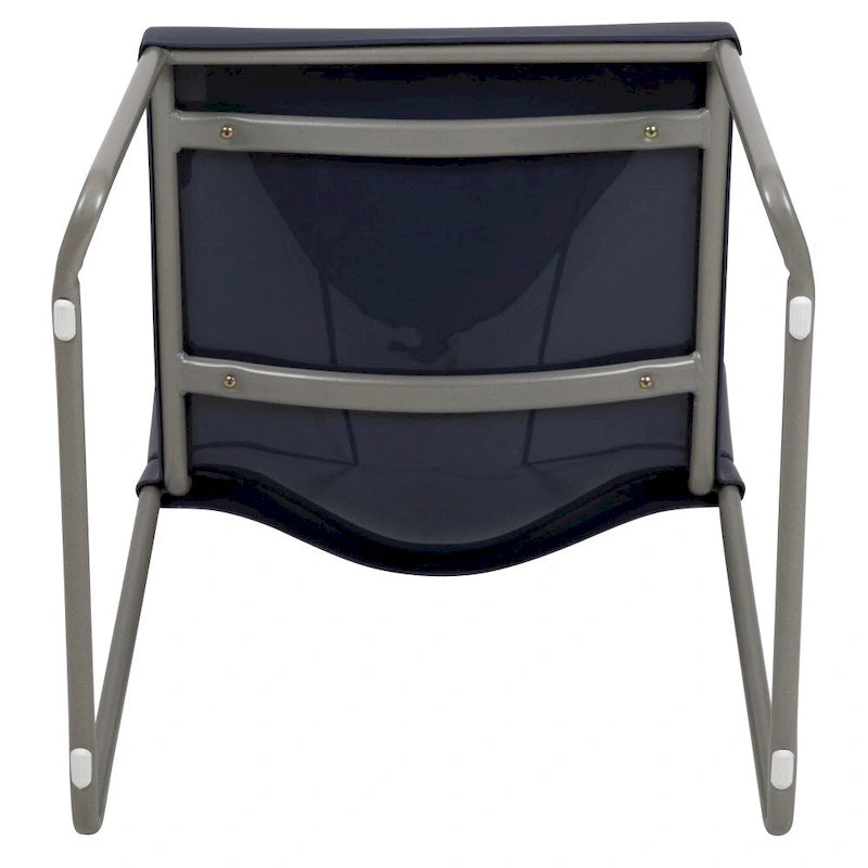 Chaise empilable ergonomique à dossier plein avec piétement luge thermolaqué, capacité de 399 kg