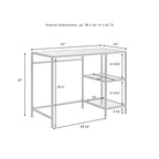 Bureau en verre trempé à cadre en acier avec étagères | Finition dorée | Pour bureau à domicile ou coiffeuse