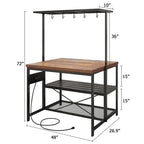 Dessertes de cuisine avec étagère pour four à micro-ondes et rangement – 119 cm (P) x 71 cm (L) x 183 cm (H)