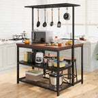 Dessertes de cuisine avec étagère pour four à micro-ondes et rangement – 119 cm (P) x 71 cm (L) x 183 cm (H)