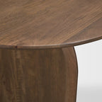 Table à manger ovale de 219 cm | Bois de manguier massif | Brun foncé, pieds arqués, 6 places