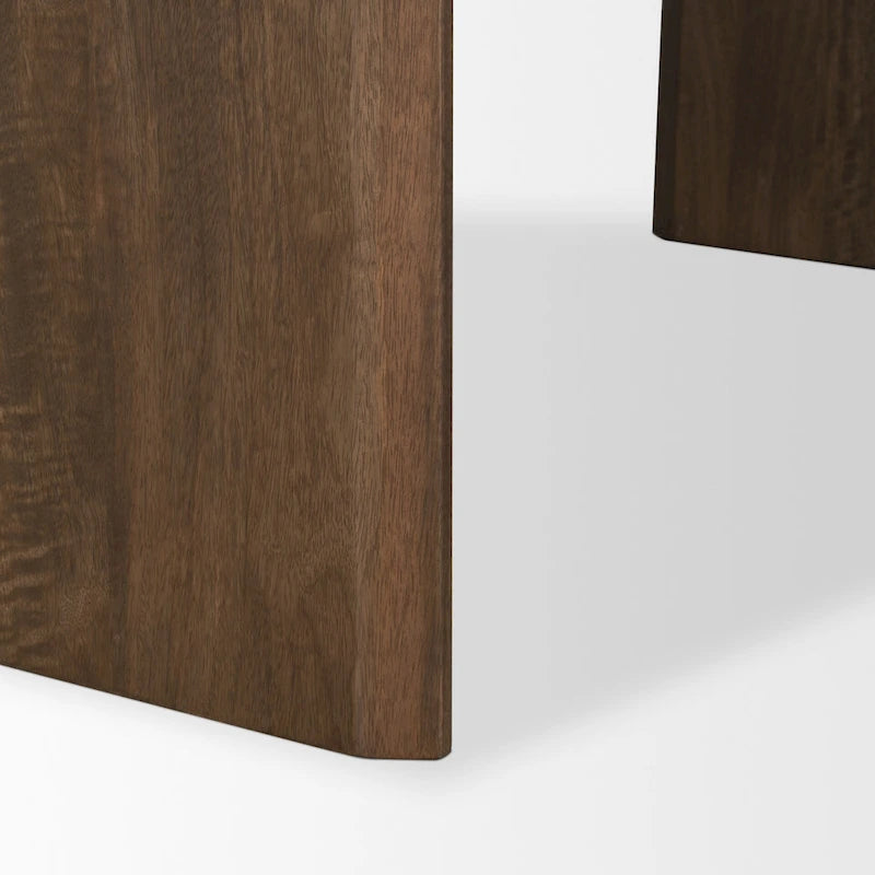 Table à manger ovale de 219 cm | Bois de manguier massif | Brun foncé, pieds arqués, 6 places