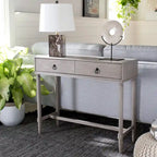 Console 2 tiroirs | Style Campagne Française | Détails sculptés, finition élégante, 91 cm l.
