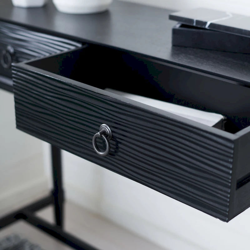 Console 2 tiroirs | Style Campagne Française | Détails sculptés, finition élégante, 91 cm l.