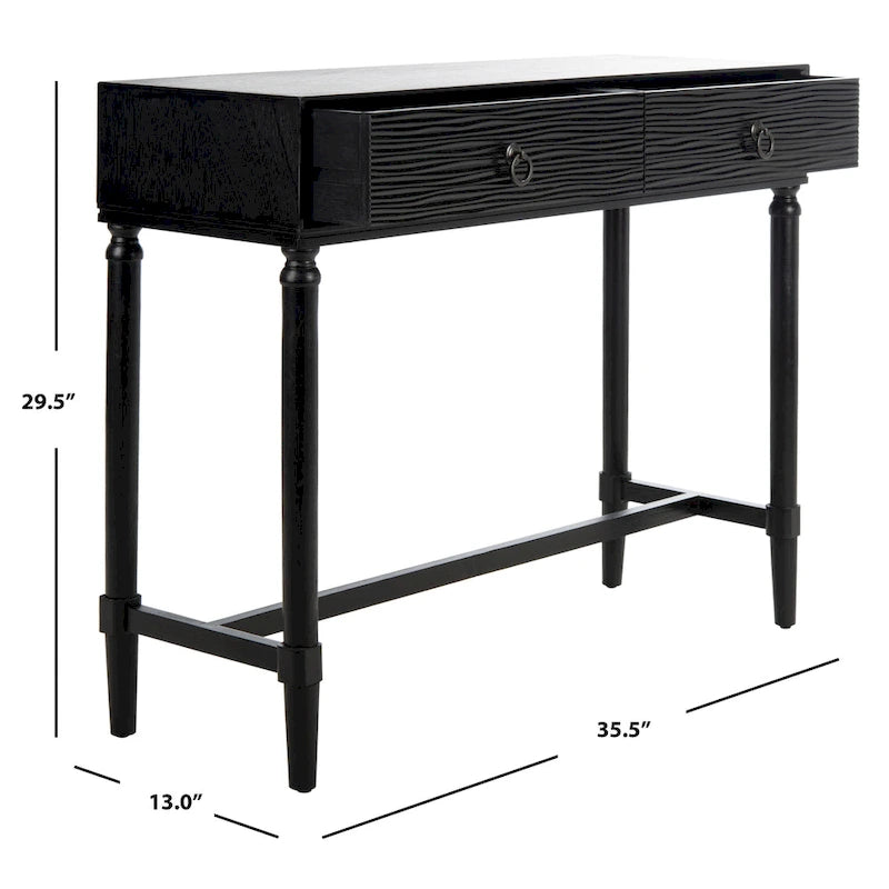 Console 2 tiroirs | Style Campagne Française | Détails sculptés, finition élégante, 91 cm l.