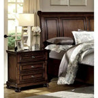 Ensemble de chambre à coucher 3 pièces finition cerisier marron : lit plateforme avec rangement, commode et table de chevet