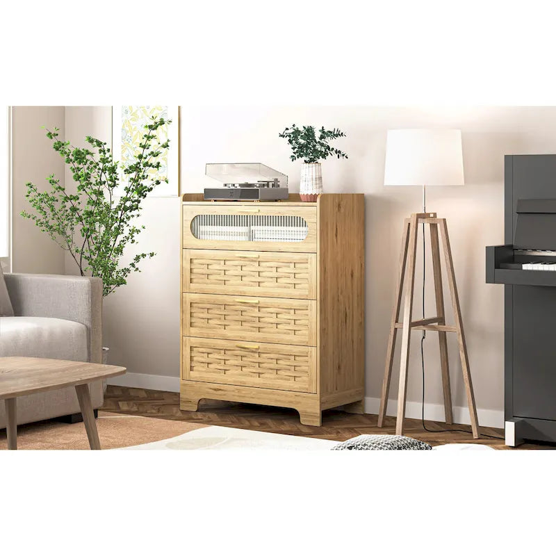 Wooden Farmhouse 4-Drawer Dresser for Bedroom