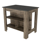 Table de salle à manger îlot de cuisine en bois de 40,5 po de largeur avec 3 tablettes