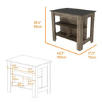 Table de salle à manger îlot de cuisine en bois de 40,5 po de largeur avec 3 tablettes