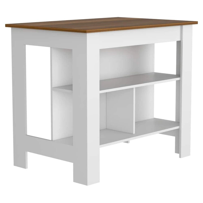 Table de salle à manger îlot de cuisine en bois de 40,5 po de largeur avec 3 tablettes
