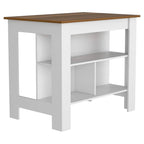 Table de salle à manger îlot de cuisine en bois de 40,5 po de largeur avec 3 tablettes