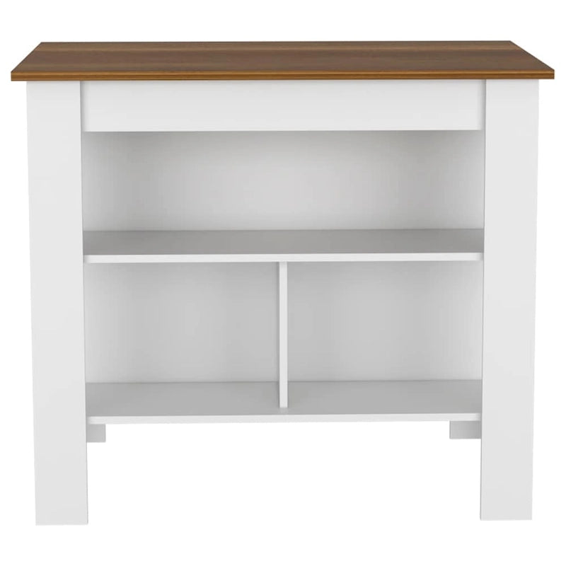 Table de salle à manger îlot de cuisine en bois de 40,5 po de largeur avec 3 tablettes