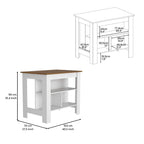 Table de salle à manger îlot de cuisine en bois de 40,5 po de largeur avec 3 tablettes