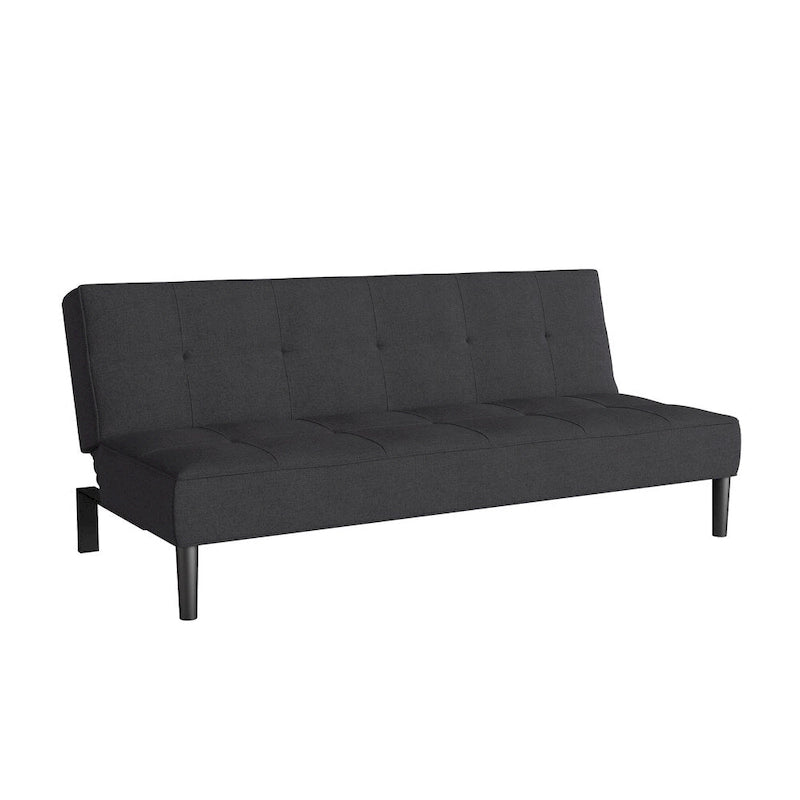 Canapé-lit convertible futon | Tissu texturé capitonné | Cadre en bois massif, 2 positions inclinables