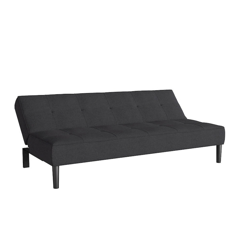 Canapé-lit convertible futon | Tissu texturé capitonné | Cadre en bois massif, 2 positions inclinables
