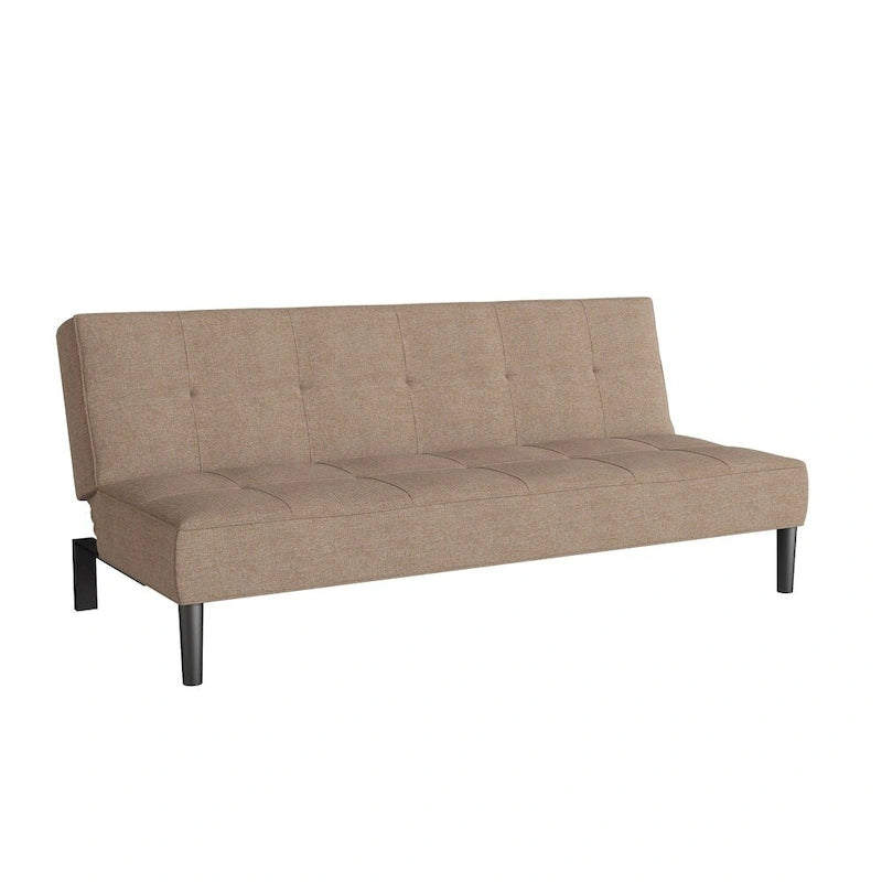 Canapé-lit convertible futon | Tissu texturé capitonné | Cadre en bois massif, 2 positions inclinables