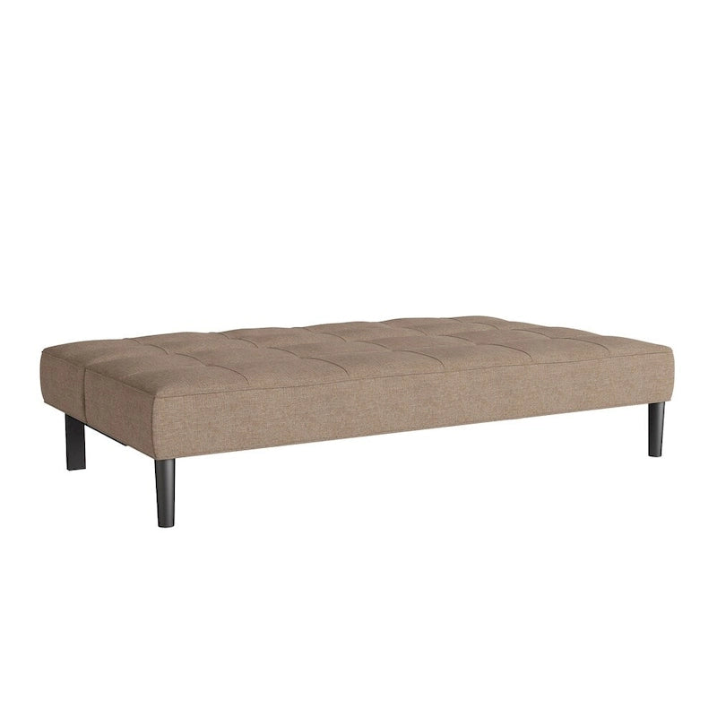 Canapé-lit convertible futon | Tissu texturé capitonné | Cadre en bois massif, 2 positions inclinables