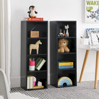 Tour de rangement multimédia à 8 niveaux, meuble de rangement fin pour CD et DVD avec étagères réglables, bibliothèque multi-fonctions à deux étages