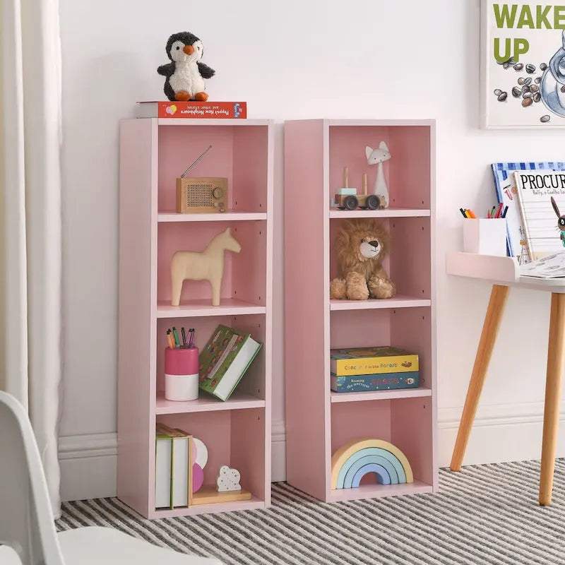 Tour de rangement multimédia à 8 niveaux, meuble de rangement fin pour CD et DVD avec étagères réglables, bibliothèque multi-fonctions à deux étages