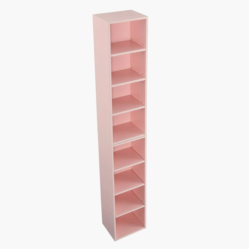 Tour de rangement multimédia à 8 niveaux, meuble de rangement fin pour CD et DVD avec étagères réglables, bibliothèque multi-fonctions à deux étages