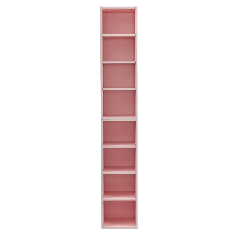 Tour de rangement multimédia à 8 niveaux, meuble de rangement fin pour CD et DVD avec étagères réglables, bibliothèque multi-fonctions à deux étages