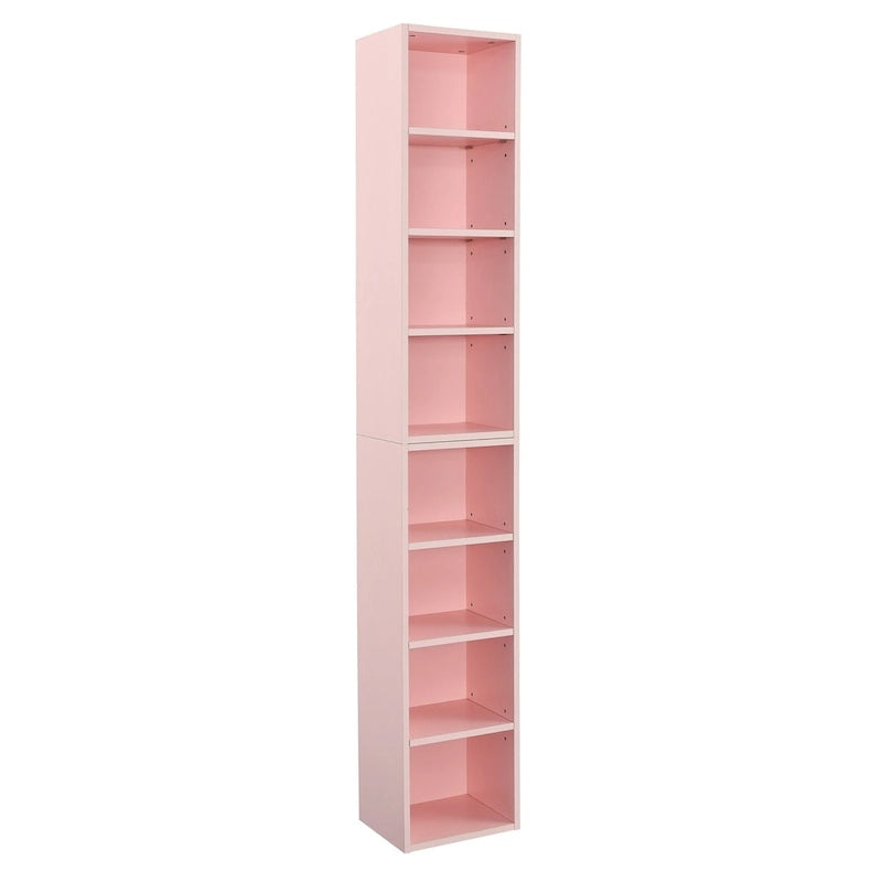 Tour de rangement multimédia à 8 niveaux, meuble de rangement fin pour CD et DVD avec étagères réglables, bibliothèque multi-fonctions à deux étages