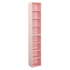 Tour de rangement multimédia à 8 niveaux, meuble de rangement fin pour CD et DVD avec étagères réglables, bibliothèque multi-fonctions à deux étages