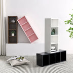 Tour de rangement multimédia à 8 niveaux, meuble de rangement fin pour CD et DVD avec étagères réglables, bibliothèque multi-fonctions à deux étages