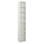 Tour de rangement multimédia à 8 niveaux, meuble de rangement fin pour CD et DVD avec étagères réglables, bibliothèque multi-fonctions à deux étages