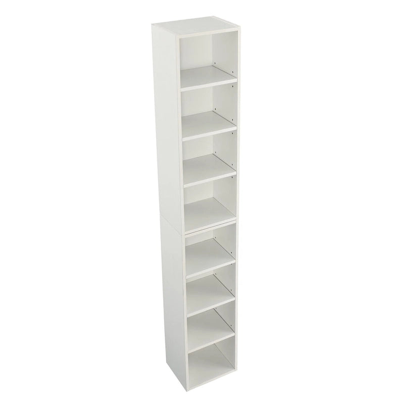 Tour de rangement multimédia à 8 niveaux, meuble de rangement fin pour CD et DVD avec étagères réglables, bibliothèque multi-fonctions à deux étages