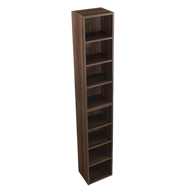 Tour de rangement multimédia à 8 niveaux, meuble de rangement fin pour CD et DVD avec étagères réglables, bibliothèque multi-fonctions à deux étages