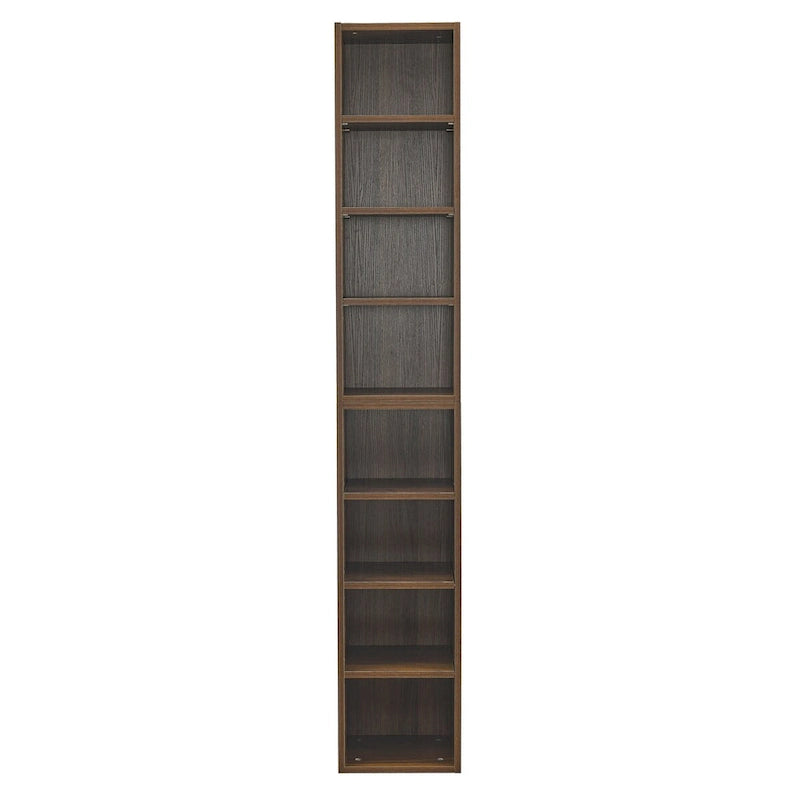 Tour de rangement multimédia à 8 niveaux, meuble de rangement fin pour CD et DVD avec étagères réglables, bibliothèque multi-fonctions à deux étages