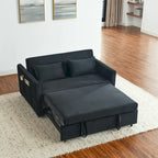 Canapé-Lit Convertible, Canapé Double Polyvalent 3-en-1 en Velours avec Lit Escamotable