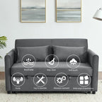Canapé-Lit Convertible, Canapé Double Polyvalent 3-en-1 en Velours avec Lit Escamotable