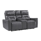 Causeuse inclinable électrique double 185 cm | Similicuir gris foncé, ports USB, porte-gobelets