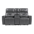 Causeuse inclinable électrique double 185 cm | Similicuir gris foncé, ports USB, porte-gobelets