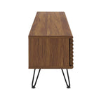 Meuble TV console média mi-siècle 59" | Noyer | Pieds épingles, Portes coulissantes