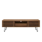 Meuble TV console média mi-siècle 59" | Noyer | Pieds épingles, Portes coulissantes
